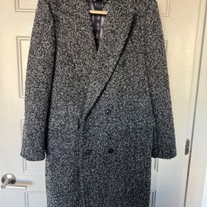 Karl Lagerfeld Men's Black and Gray Double Breasted Coat